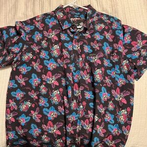 Vibrant Floral Casual Button Down Shirt